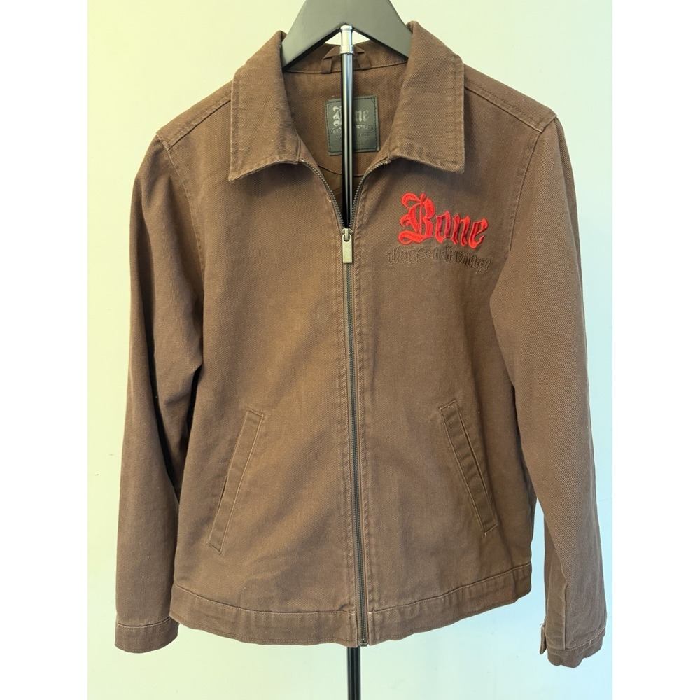 Bone Thugs N Harmony Brown Denim Zip Up Embroidered Jacket Size Small